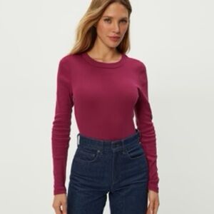 Michael Stars Long Sleeve Nori Crew Neck Tee. Ruby. Small.